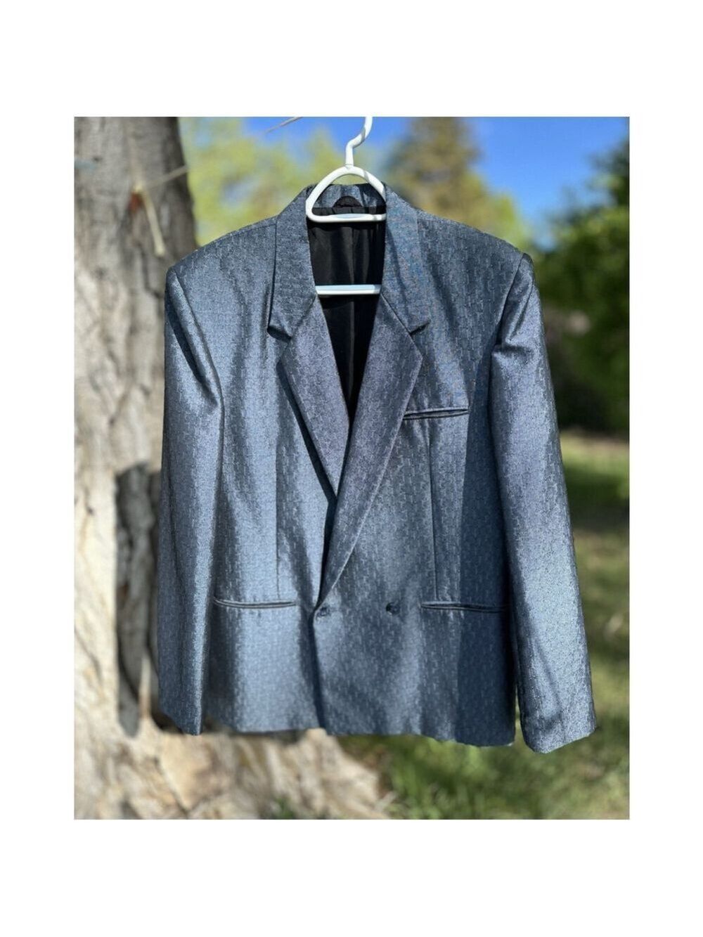Front Line Men's 42 Formal Shiny Blue Sports Coat Blazer Business